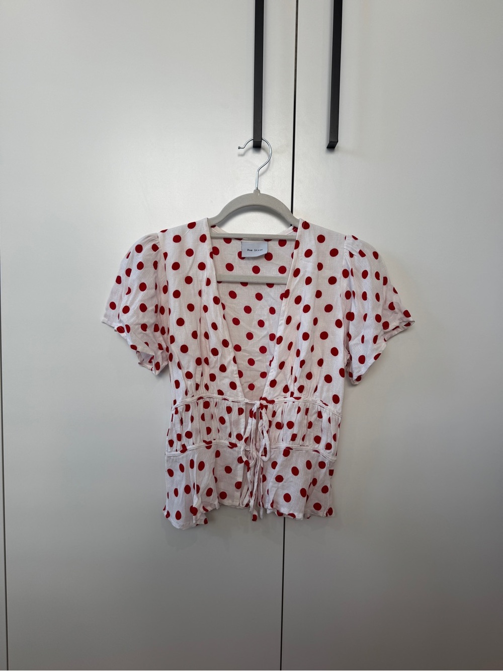Rue Stiic Polka Dot Tie-Front Blouse